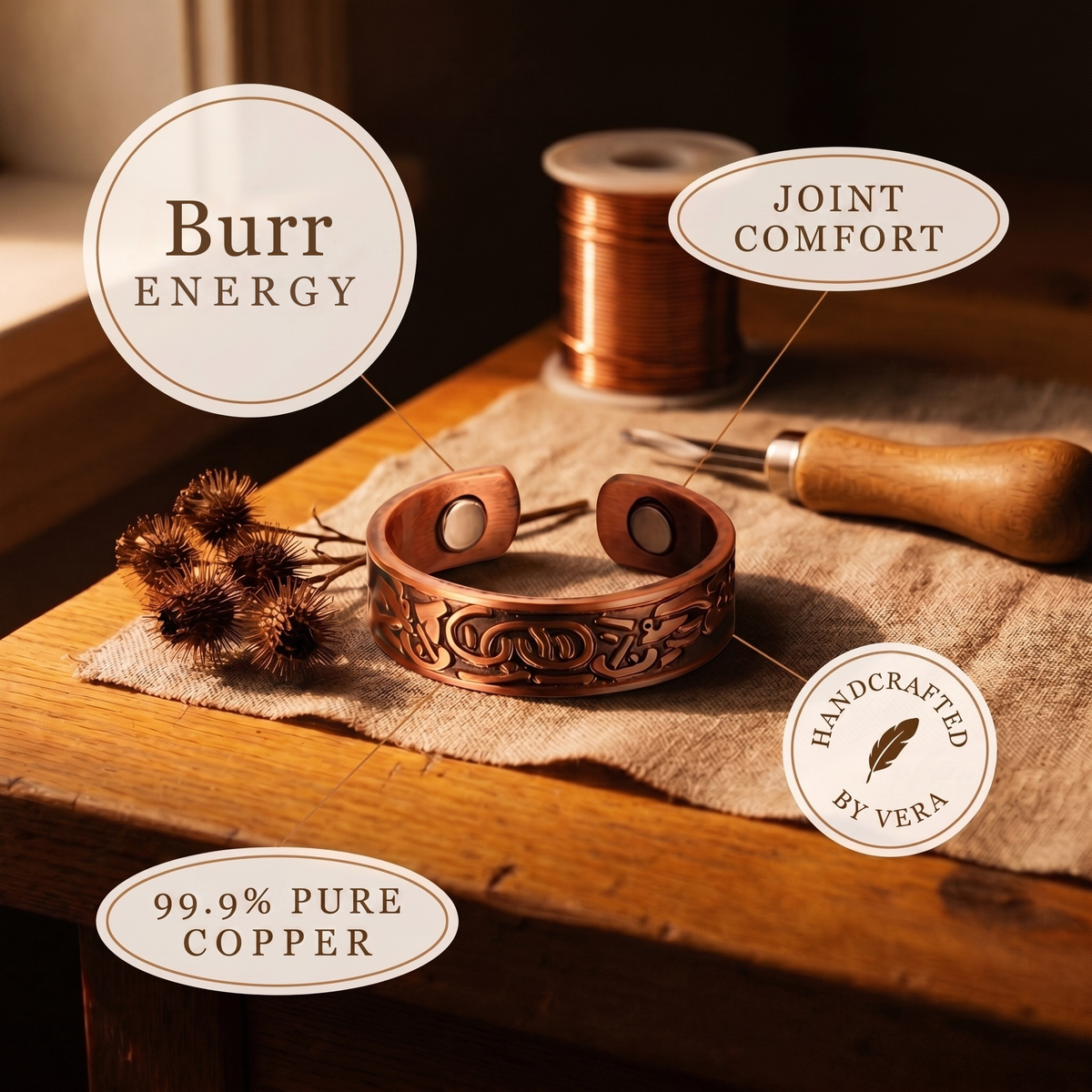 Olivia’s Burr Scroll Magnetic Copper Ring