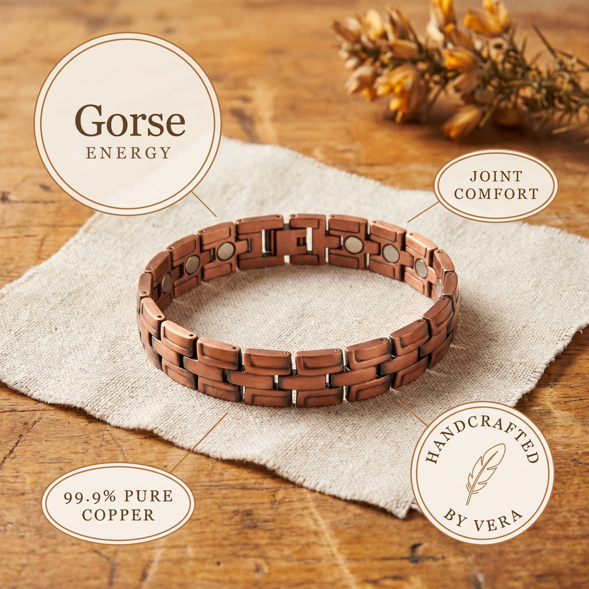 Olivia’s Gorse Brick Men's Copper Bracelet