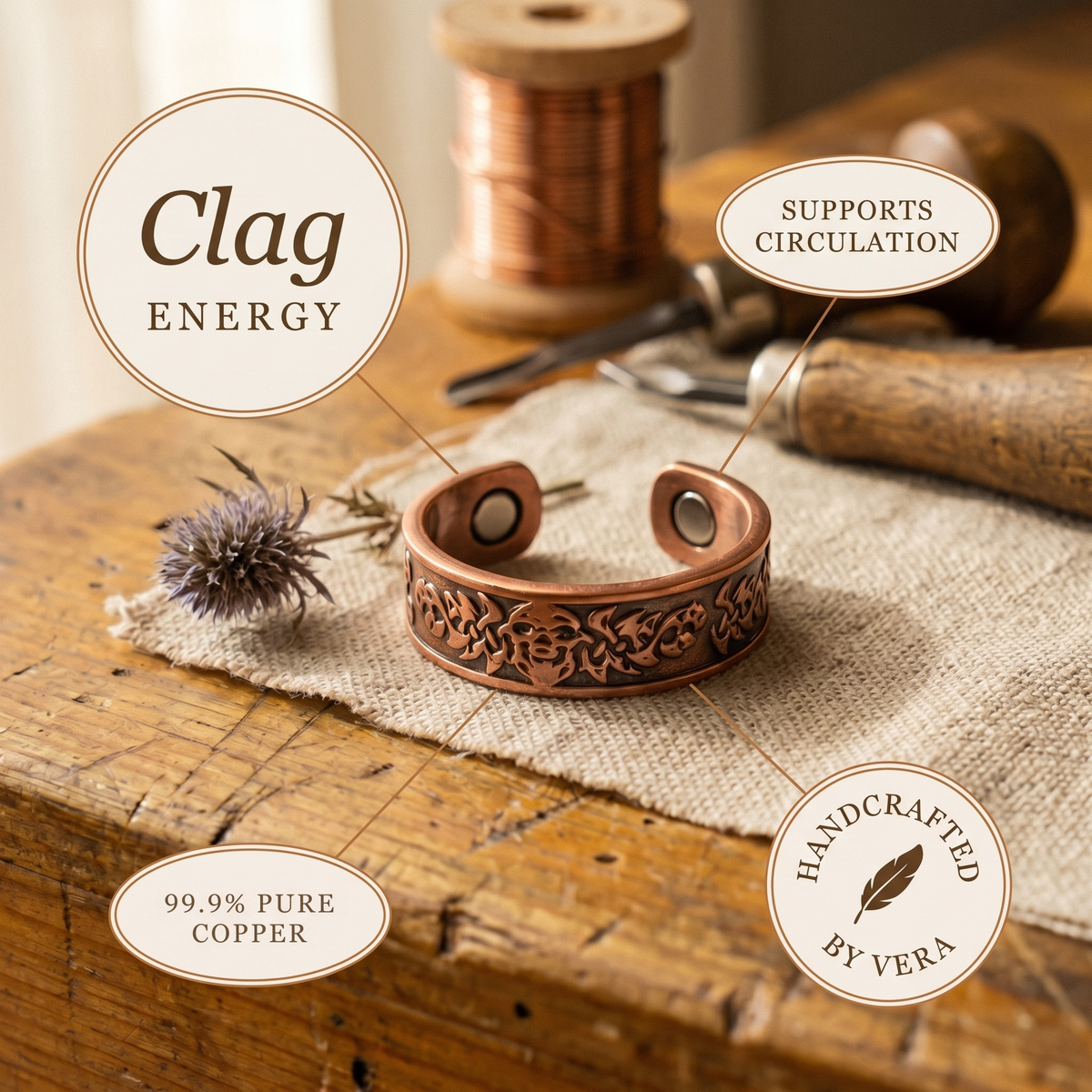 Olivia’s Clag Floral Engraved Copper Ring