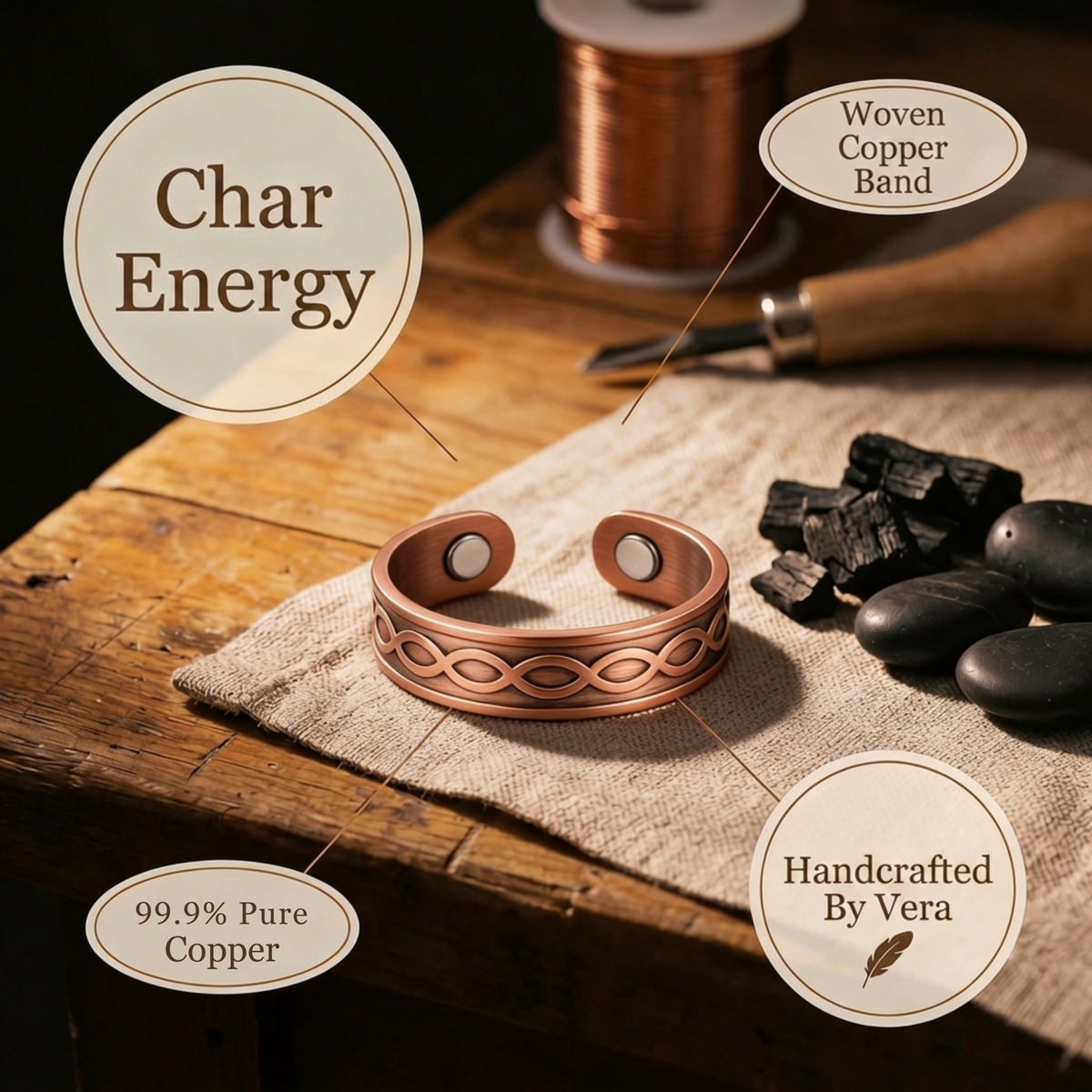 Olivia’s Char Woven Copper Ring