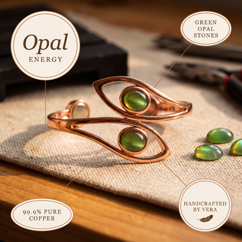 Olivia’s Opal Green Stone Copper Cuff