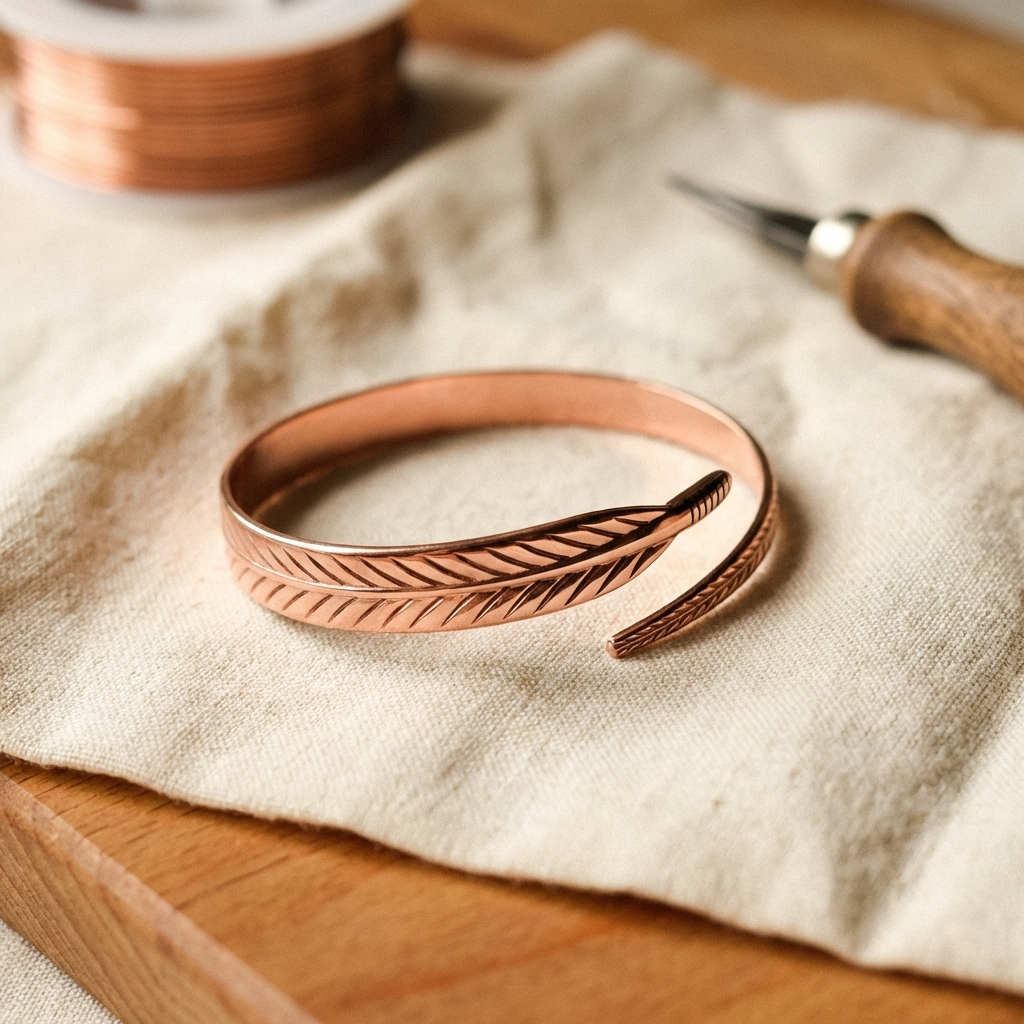 Olivia’s Root Feather Copper Cuff