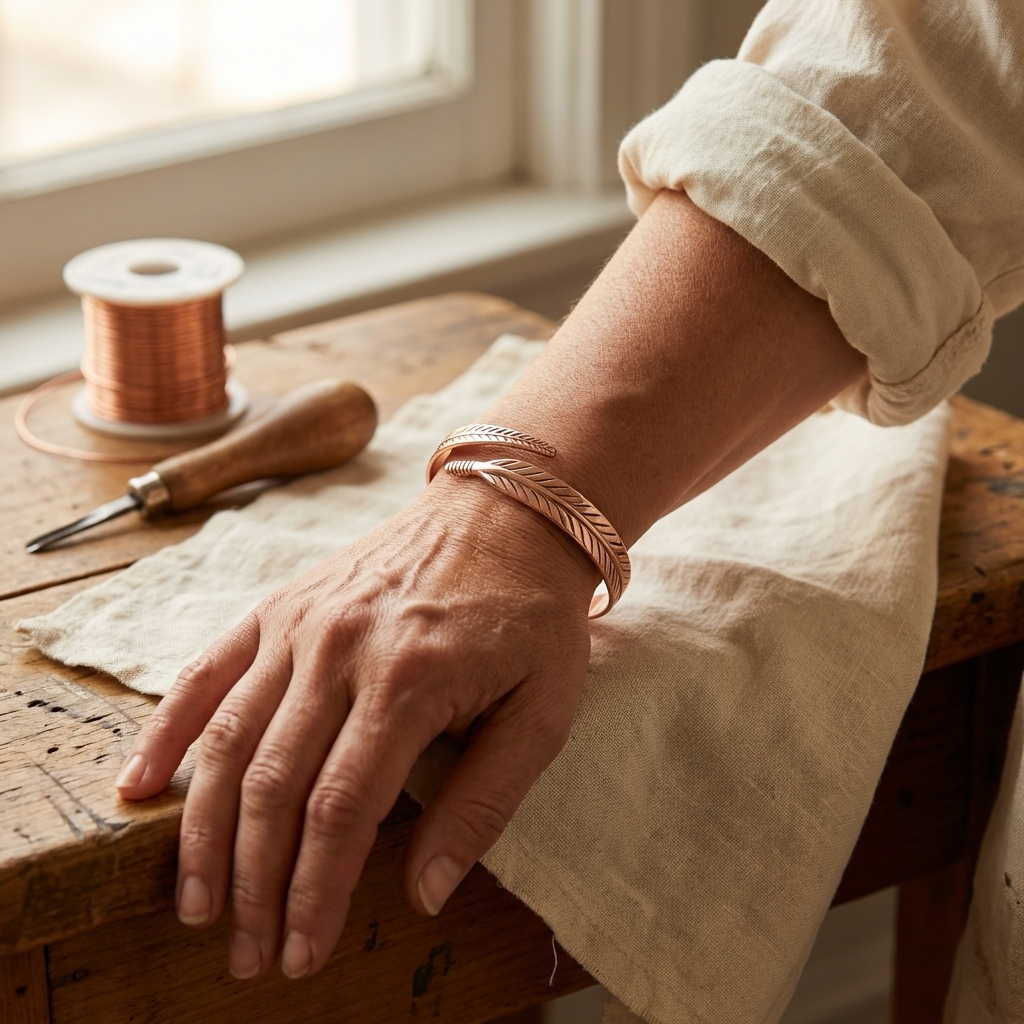 Olivia’s Root Feather Copper Cuff