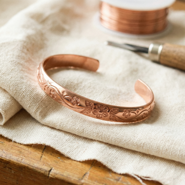 Olivia’s Bloom Engraved Copper Cuff