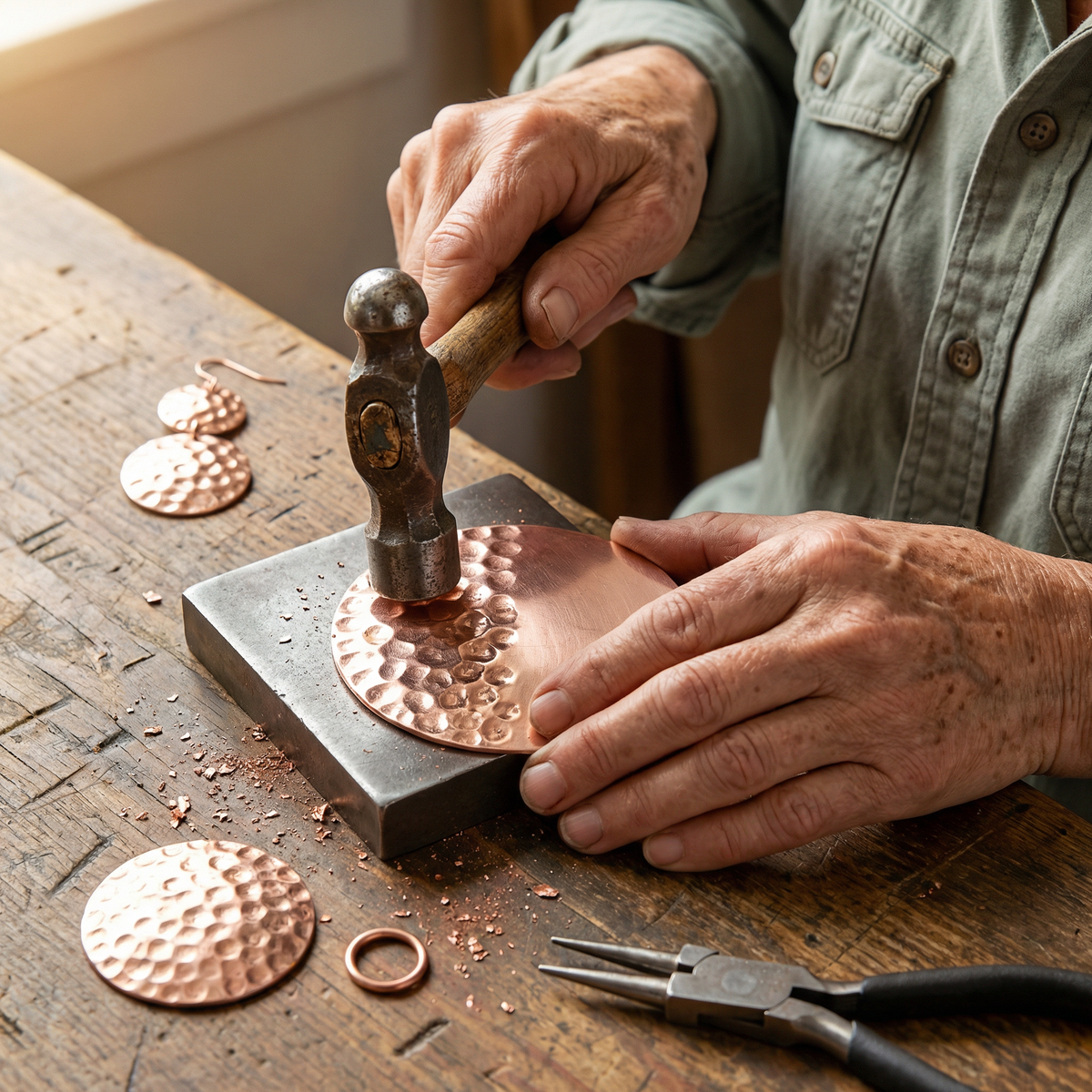 Olivia’s Solstice Hammered Disc Copper Earrings
