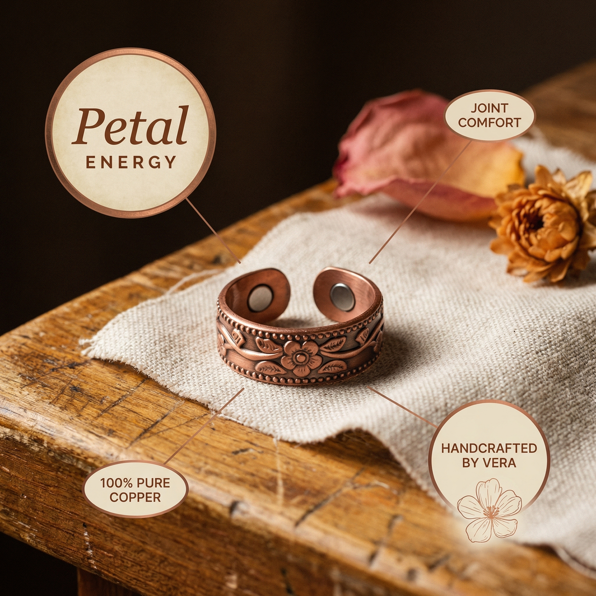Olivia’s Petal Floral Copper Ring