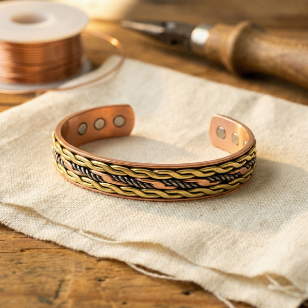 Olivia’s Weave Tri-Tone Twisted Cuff