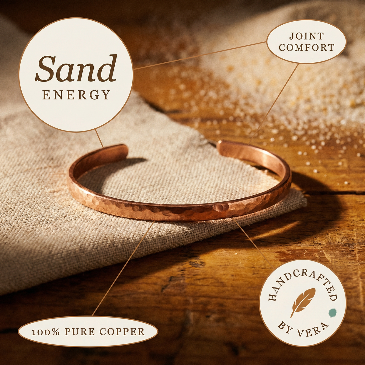 Olivia’s Sand Hammered Copper Anklet