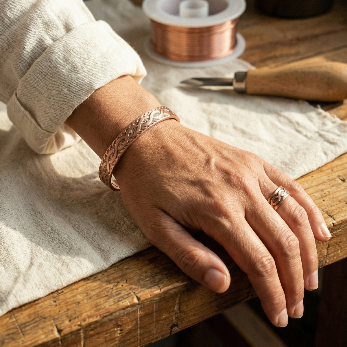 Olivia’s Knot Copper Cuff & Ring Set