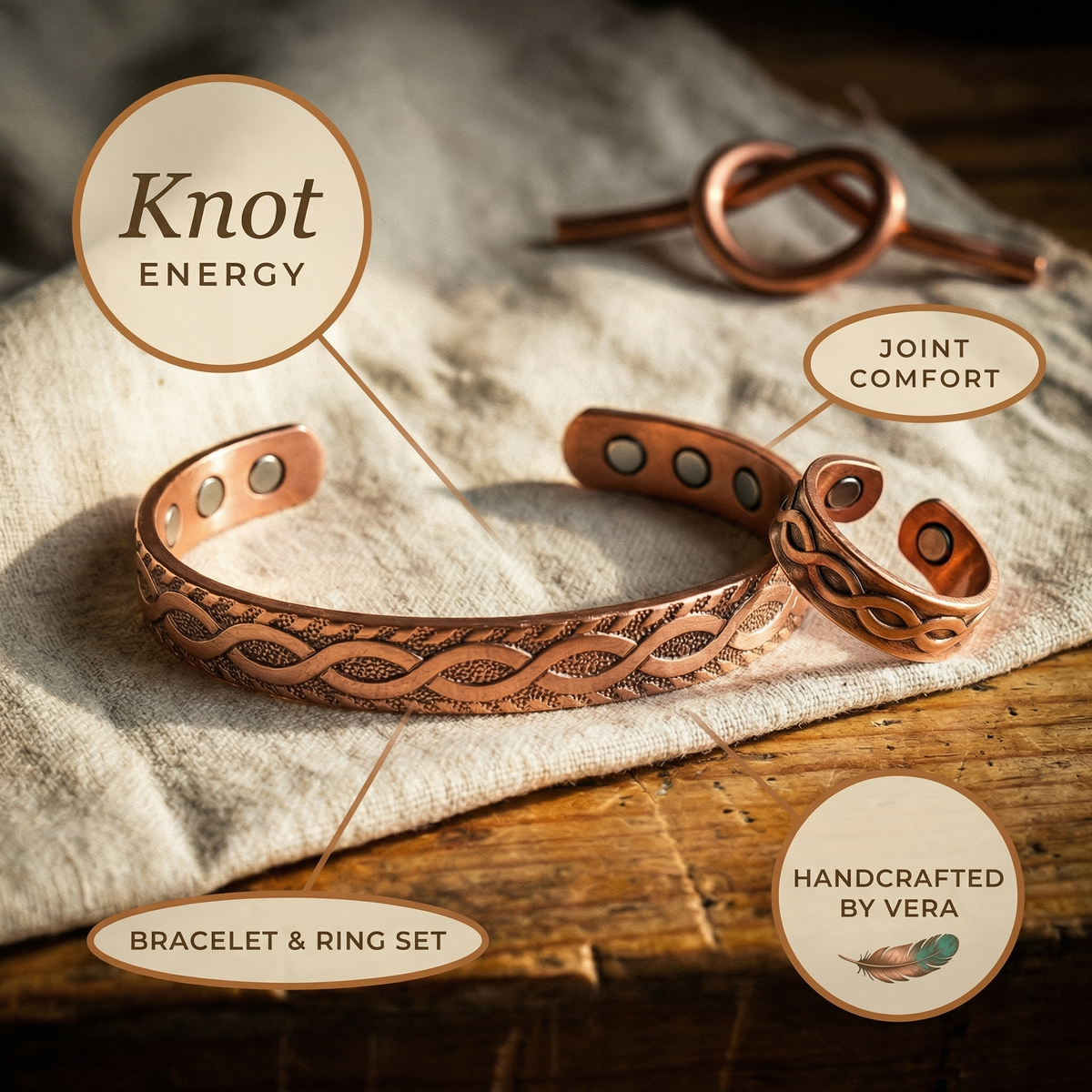 Olivia’s Knot Copper Cuff & Ring Set