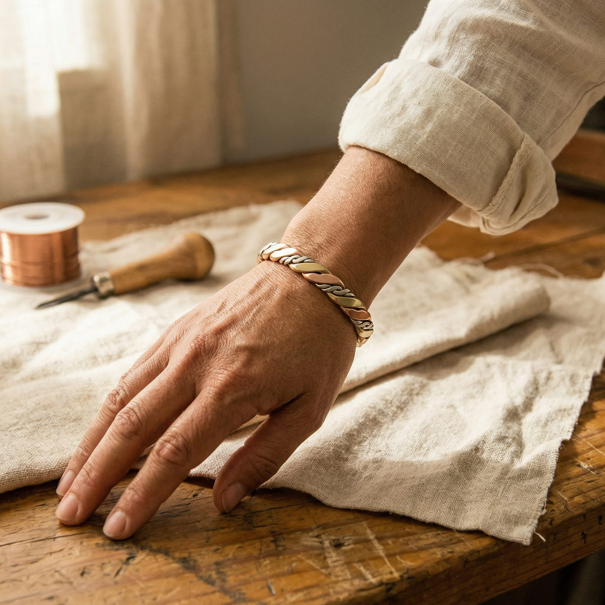 Olivia’s Cobble Tri-Tone Braided Cuff