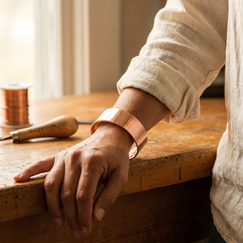 Olivia’s Anvil Wide Dotted Copper Cuff