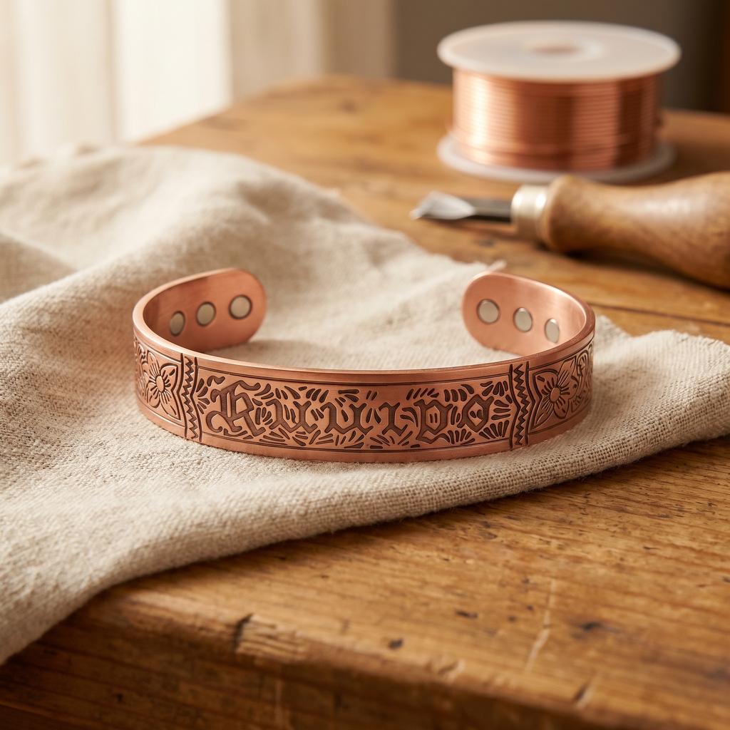 Olivia’s Drift Gothic Lettering Copper Cuff