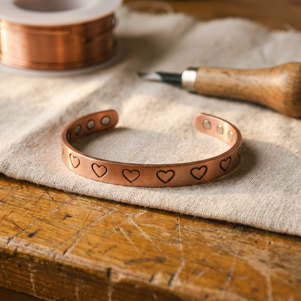 Olivia’s Hearth Heart-Stamped Copper Cuff