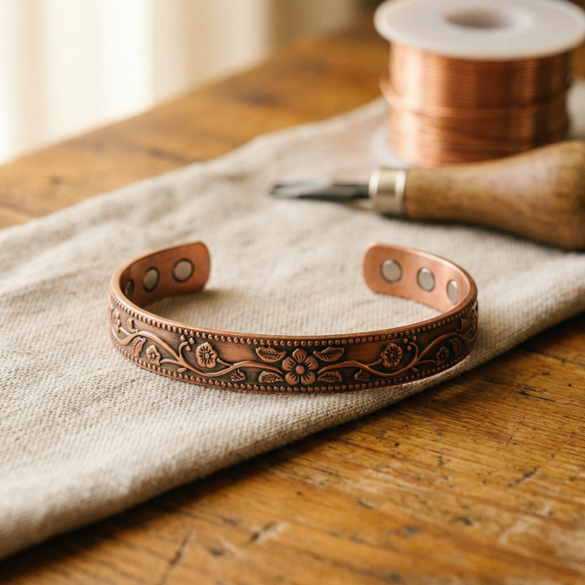 Olivia’s Knell Floral Magnetic Copper Cuff