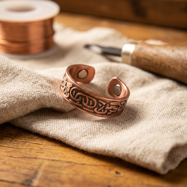 Olivia’s Burr Scroll Magnetic Copper Ring