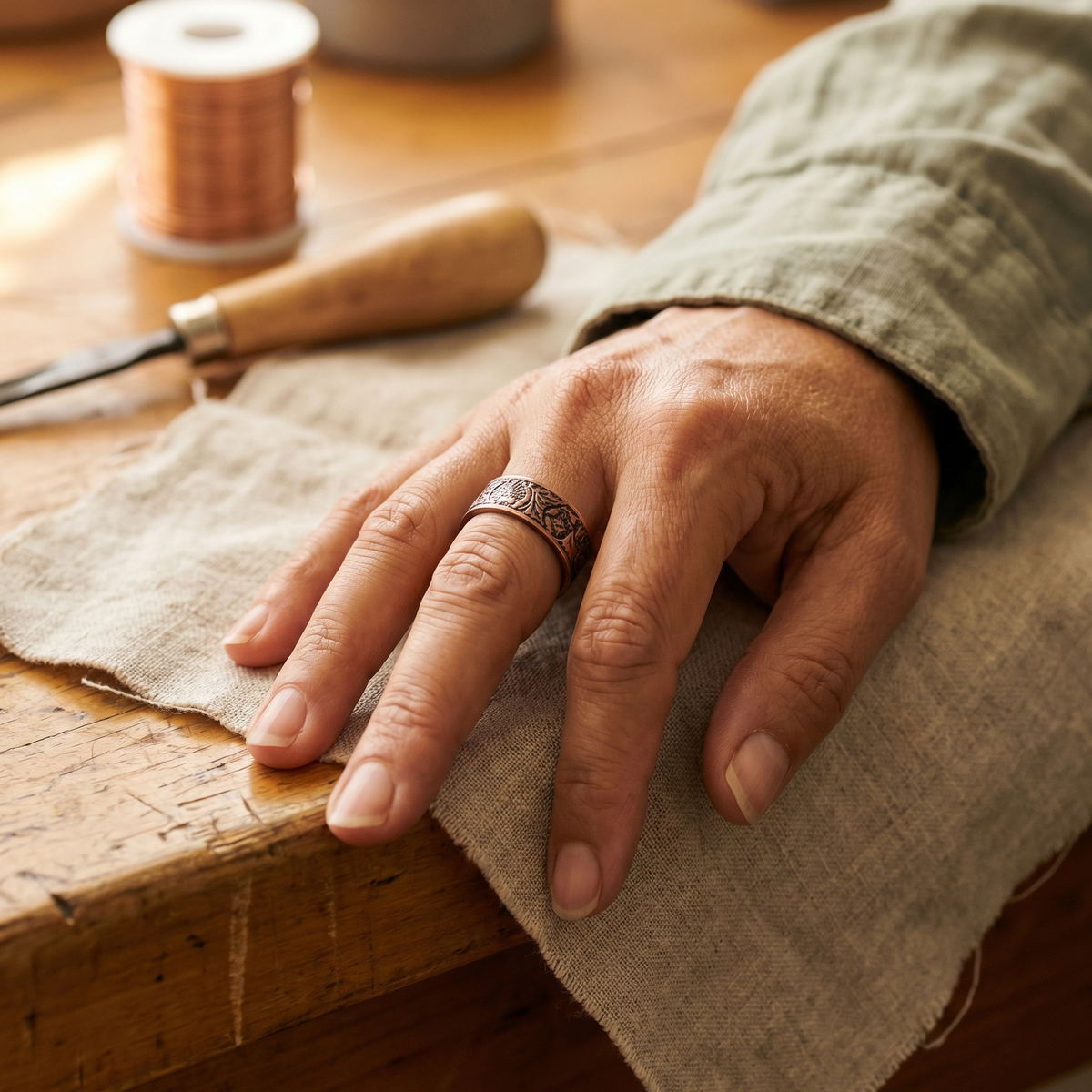 Olivia’s Bole Jade Band Copper Ring