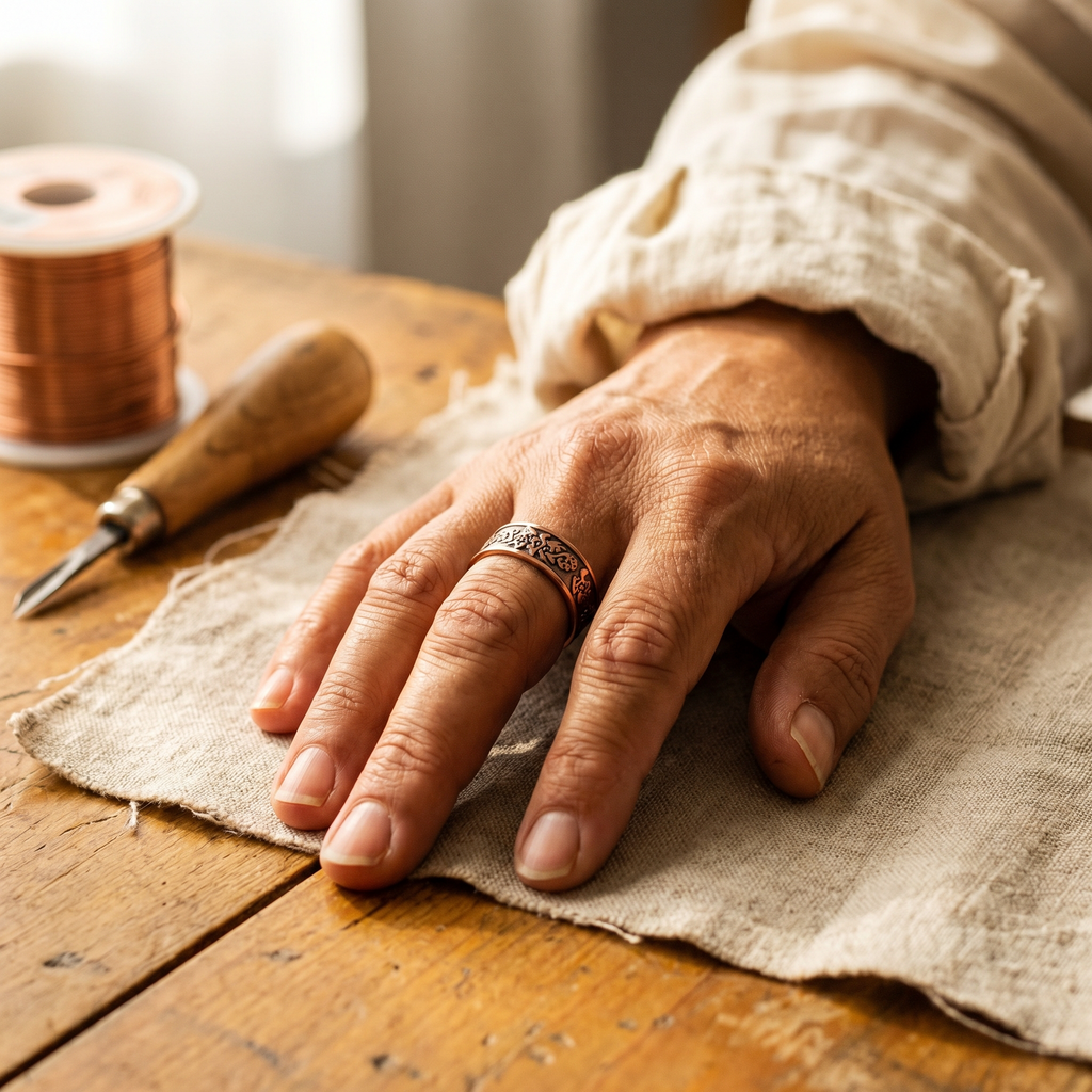 Olivia’s Clag Floral Engraved Copper Ring