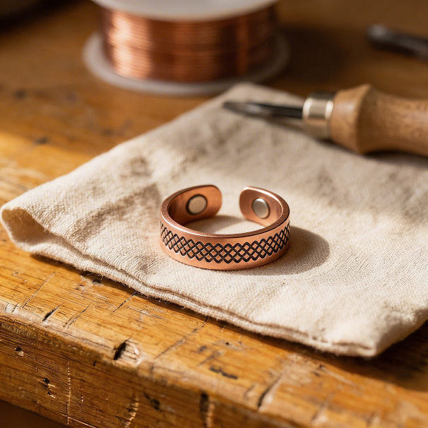 Olivia’s Grid Lattice Magnetic Copper Ring