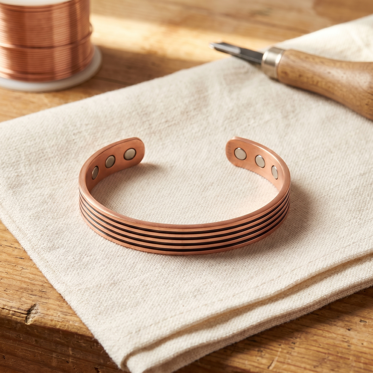 Olivia’s Sage Five-Line Copper Cuff