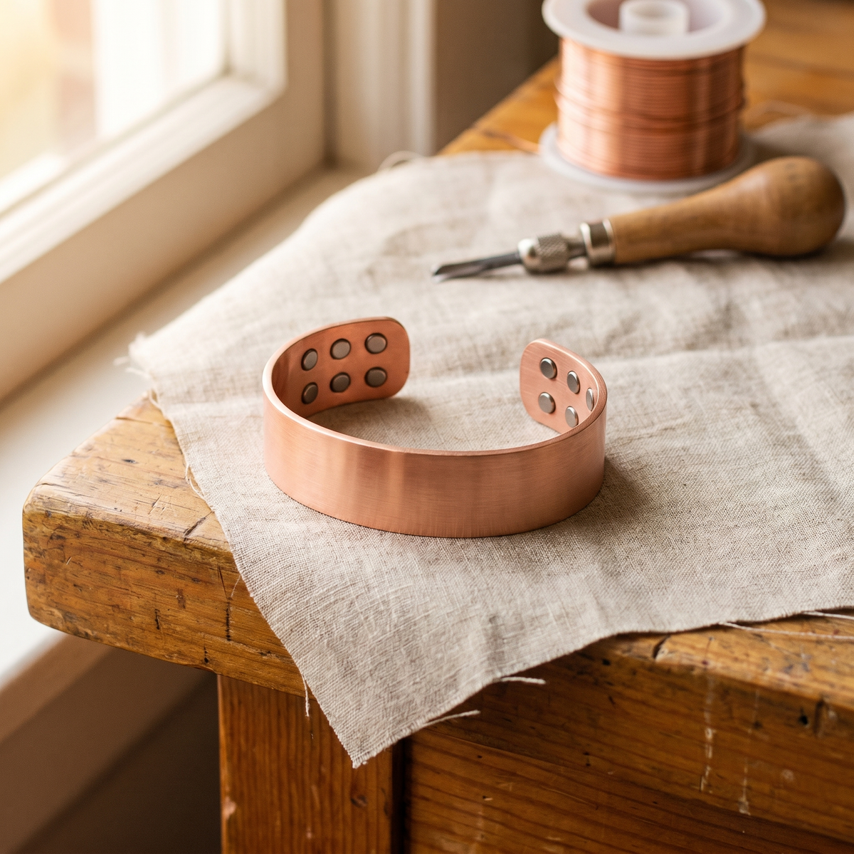 Olivia’s Anvil Wide Dotted Copper Cuff