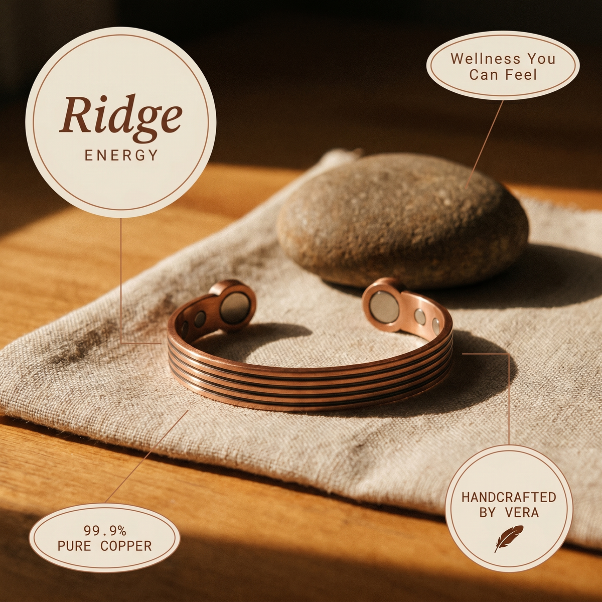 Olivia’s Ridge Grooved Copper Cuff