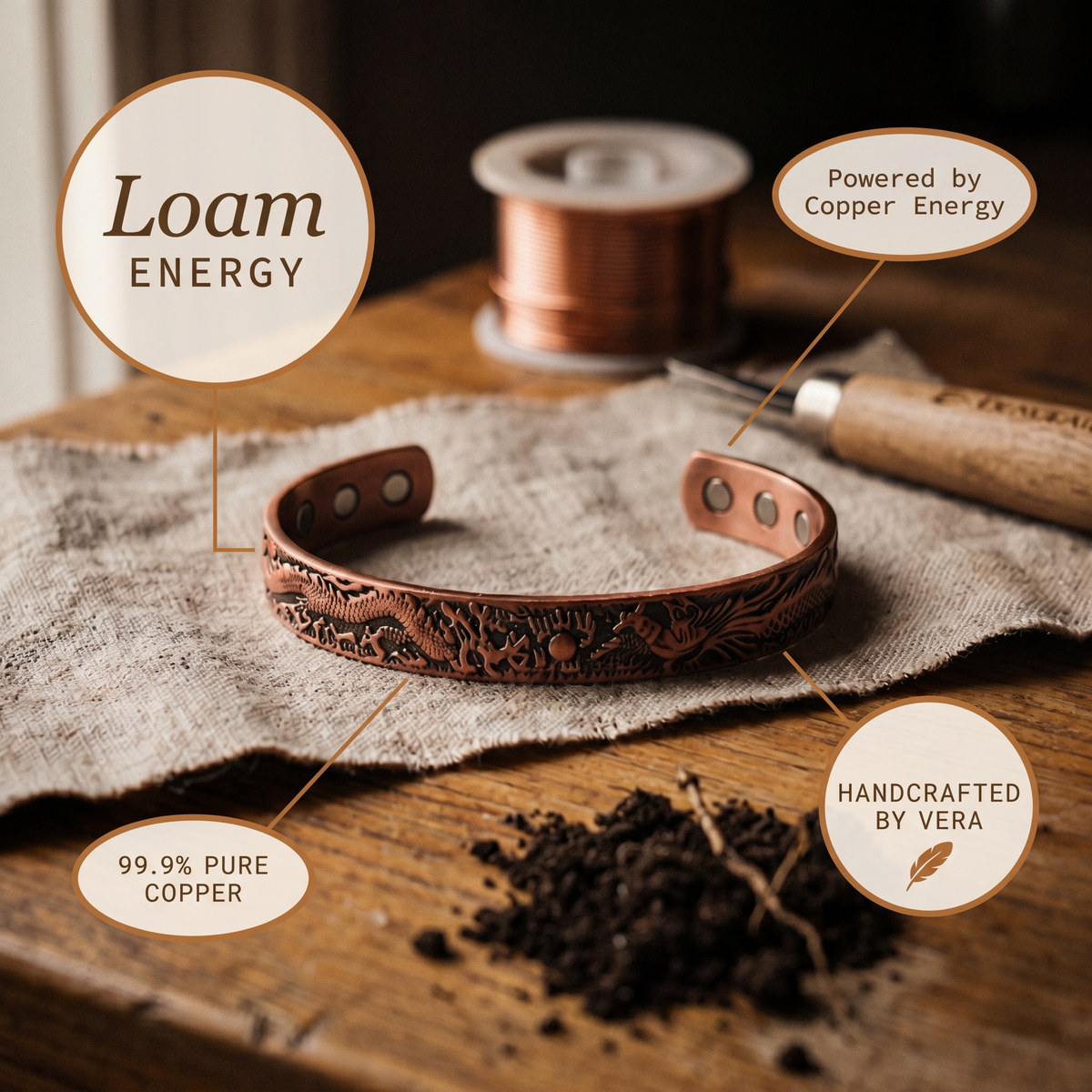 Olivia’s Loam Dragon Magnetic Copper Cuff