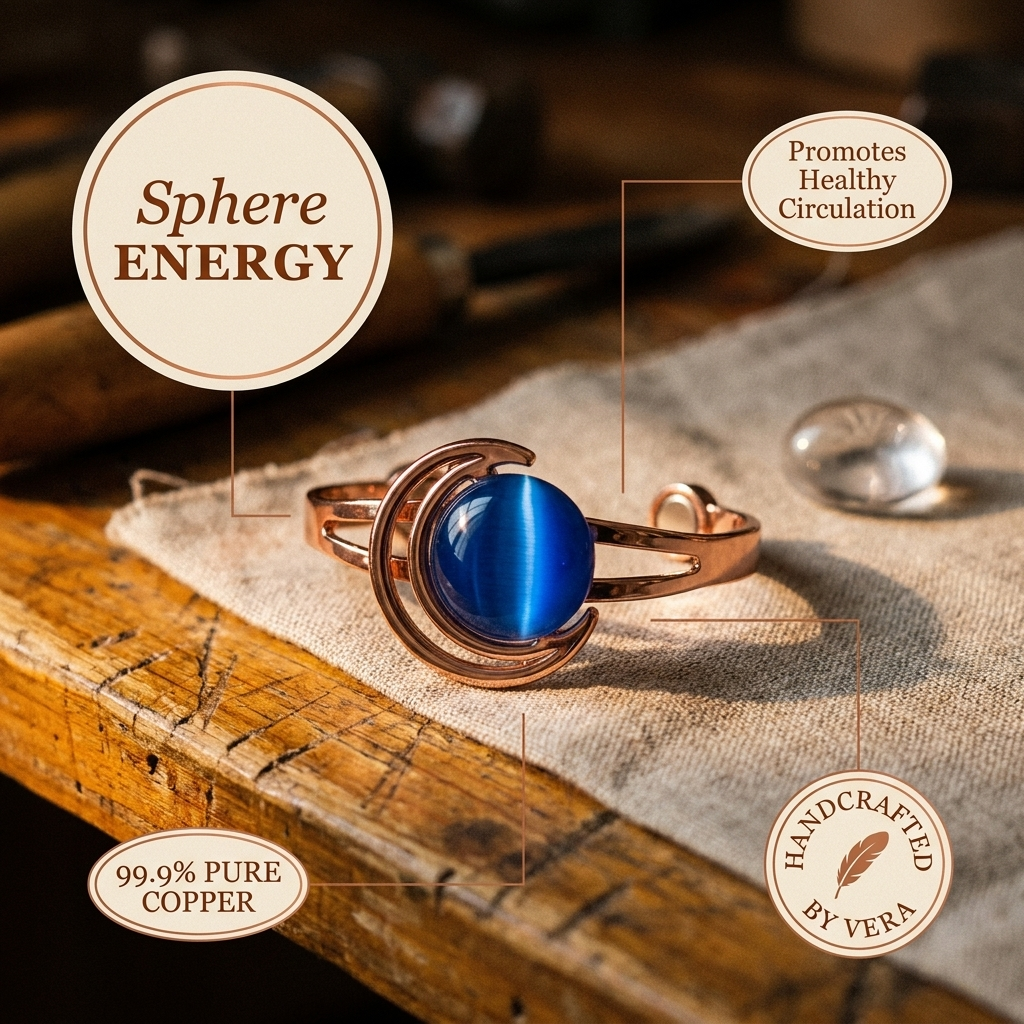 Olivia’s Sphere Blue-Grey Stone Copper Cuff