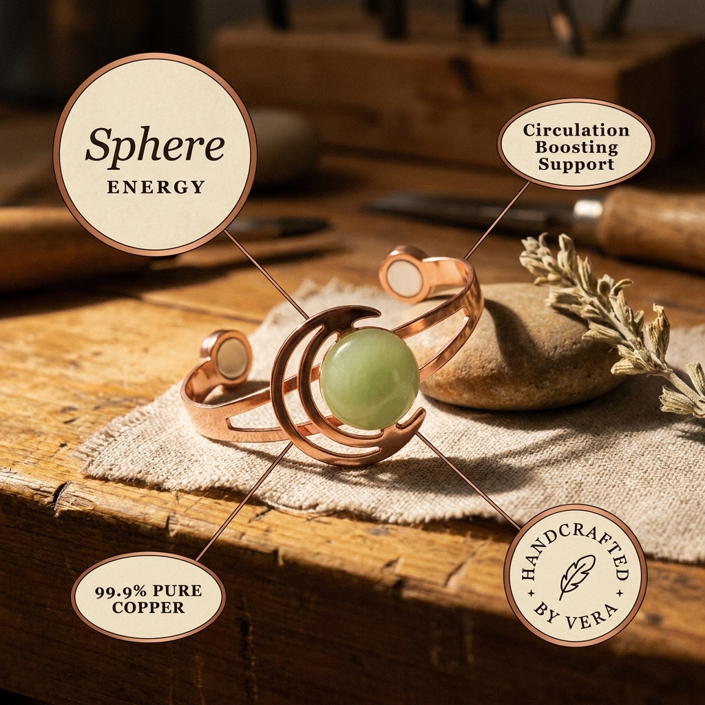 Olivia’s Sphere Green Stone Copper Cuff