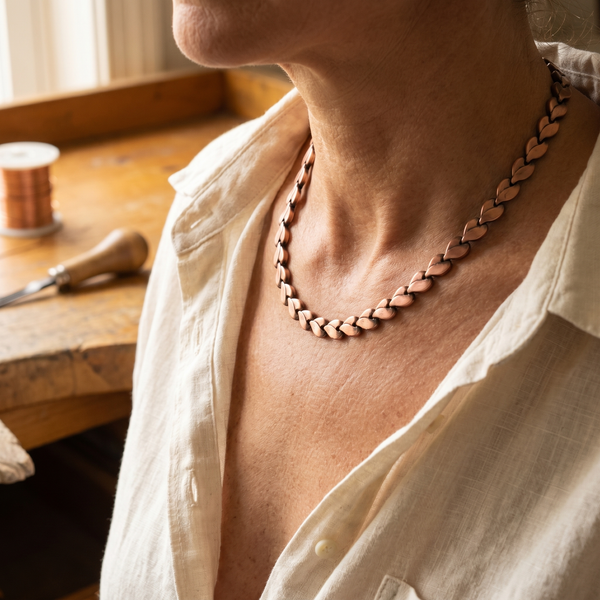 Olivia’s Briar Heart-Link Copper Necklace