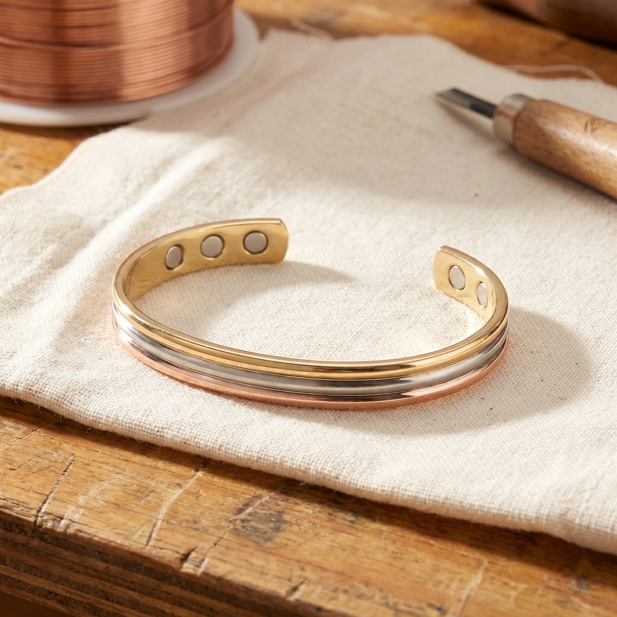 Olivia’s Fell Tri-Tone Grooved Cuff