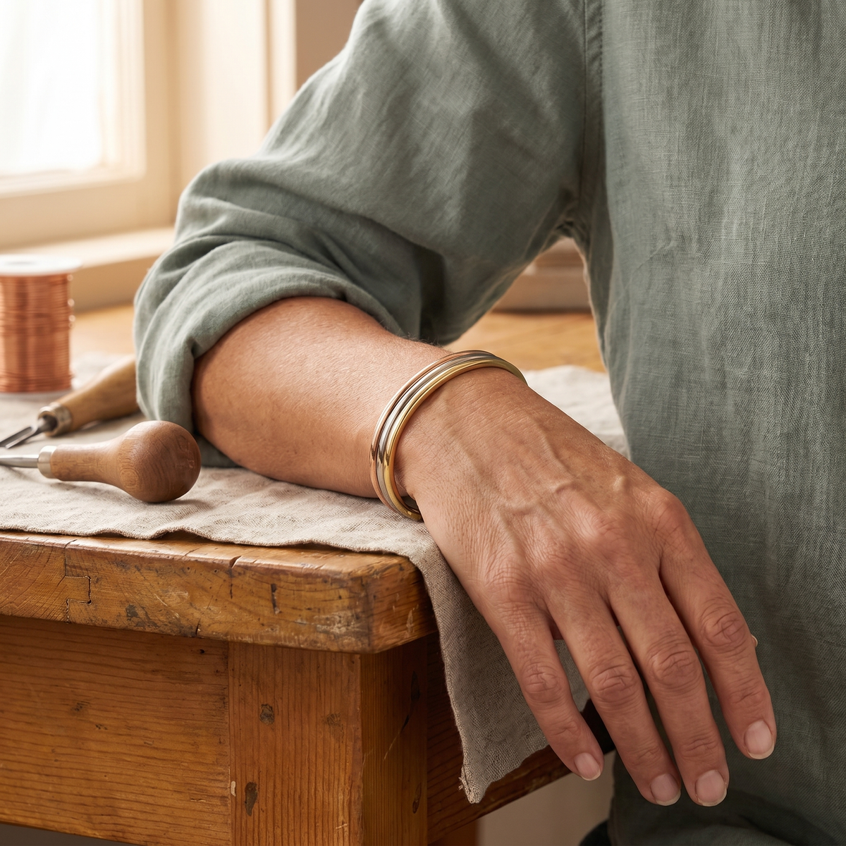 Olivia’s Fell Tri-Tone Grooved Cuff