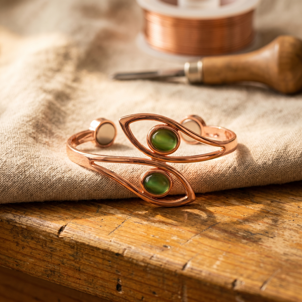 Olivia’s Opal Green Stone Copper Cuff