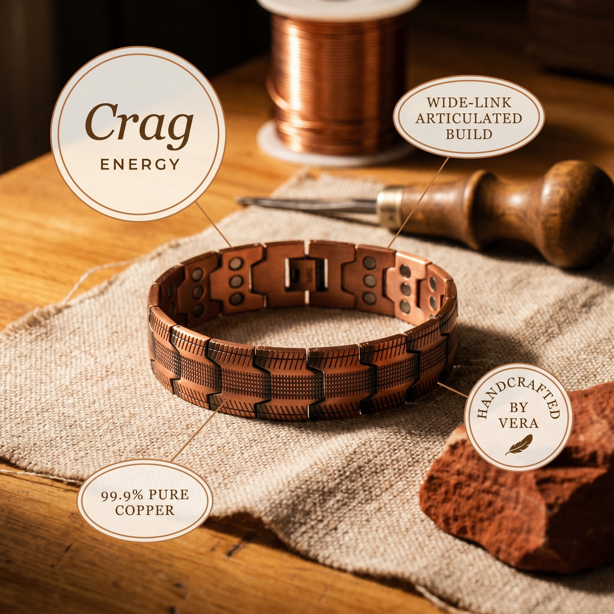 Olivia’s Crag Men's Link Copper Bracelet