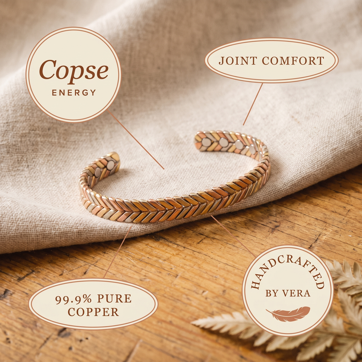 Olivia’s Copse Tri-Tone Herringbone Cuff
