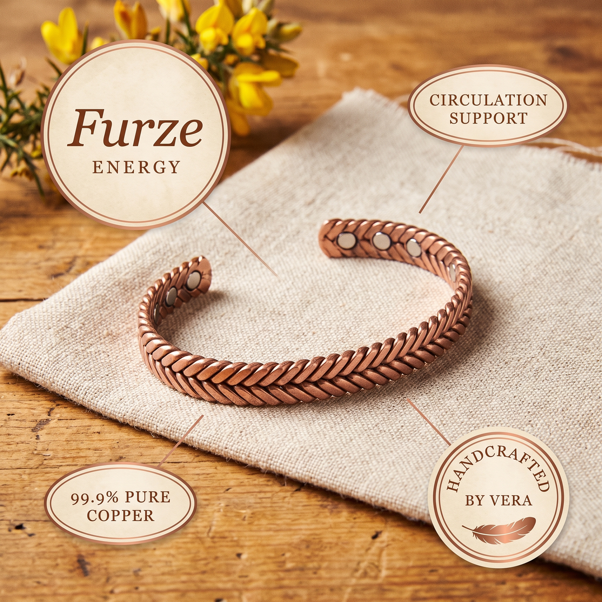 Olivia’s Furze Herringbone Copper Bracelet