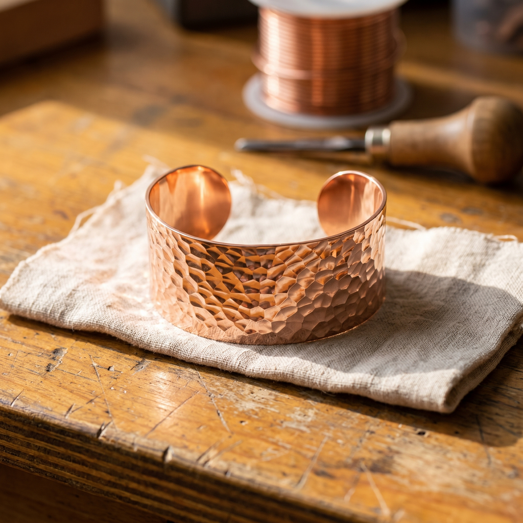 Olivia’s Forge Wide Hammered Copper Cuff
