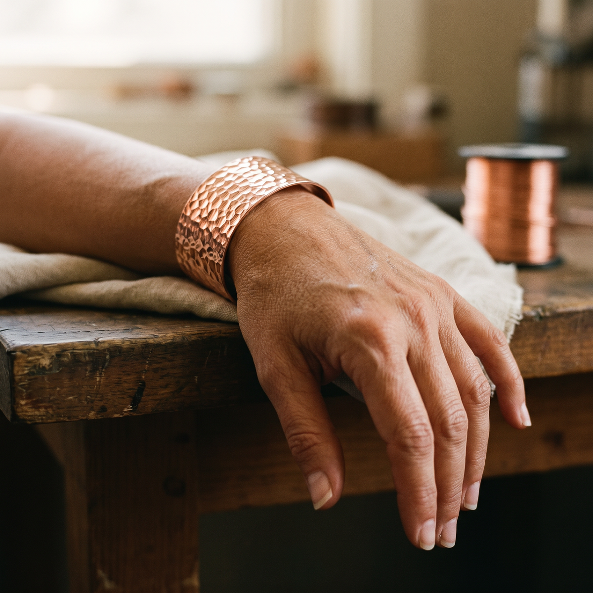 Olivia’s Forge Wide Hammered Copper Cuff