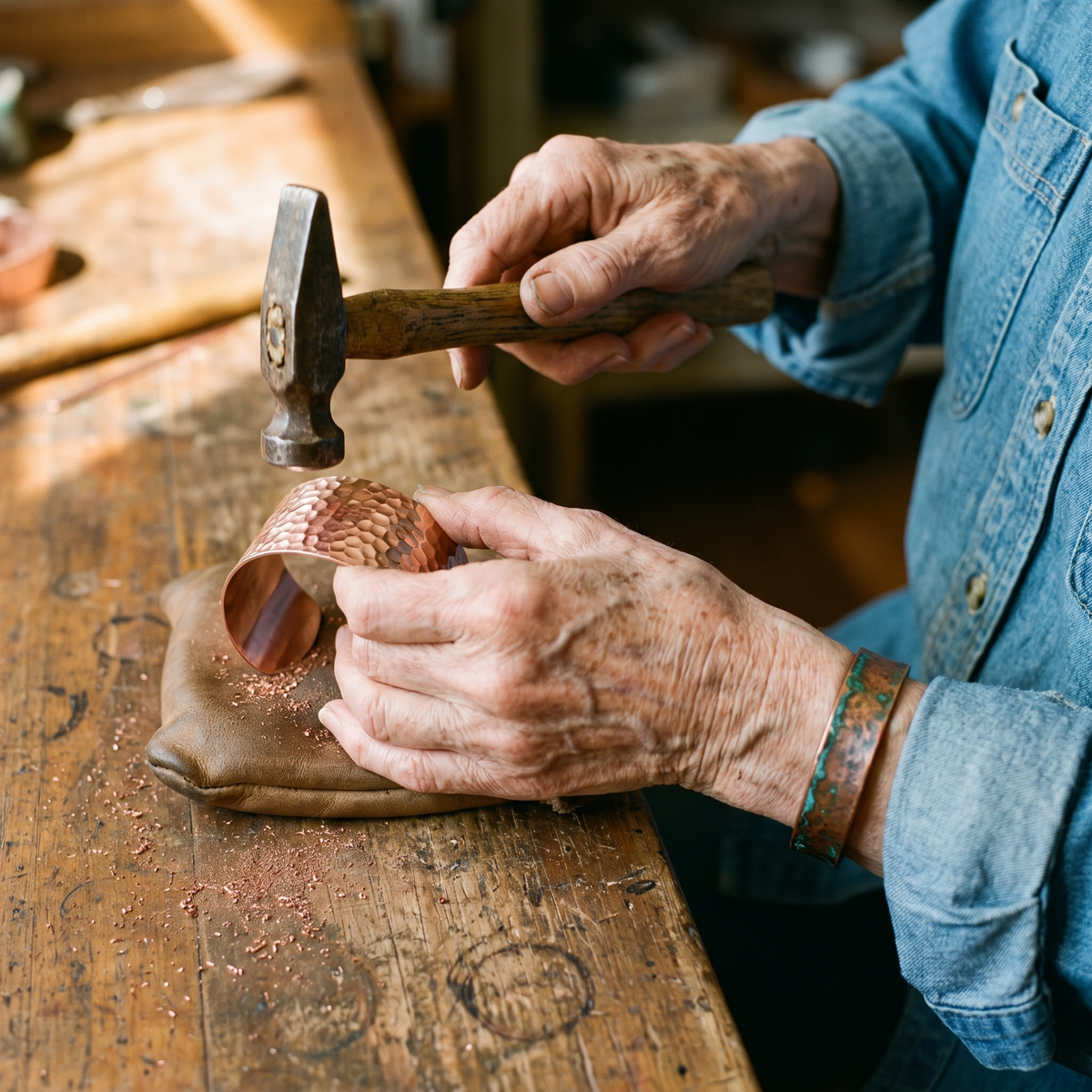 Olivia’s Forge Wide Hammered Copper Cuff