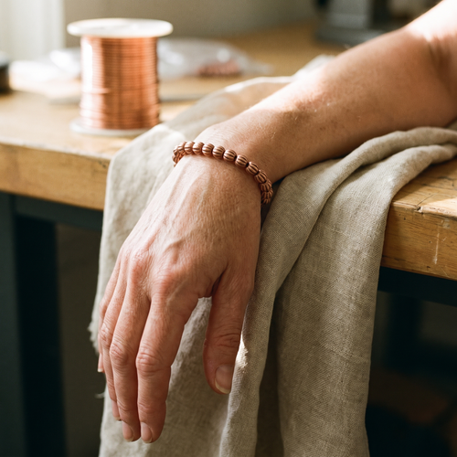 Olivia’s Bark Beaded Copper Bracelet