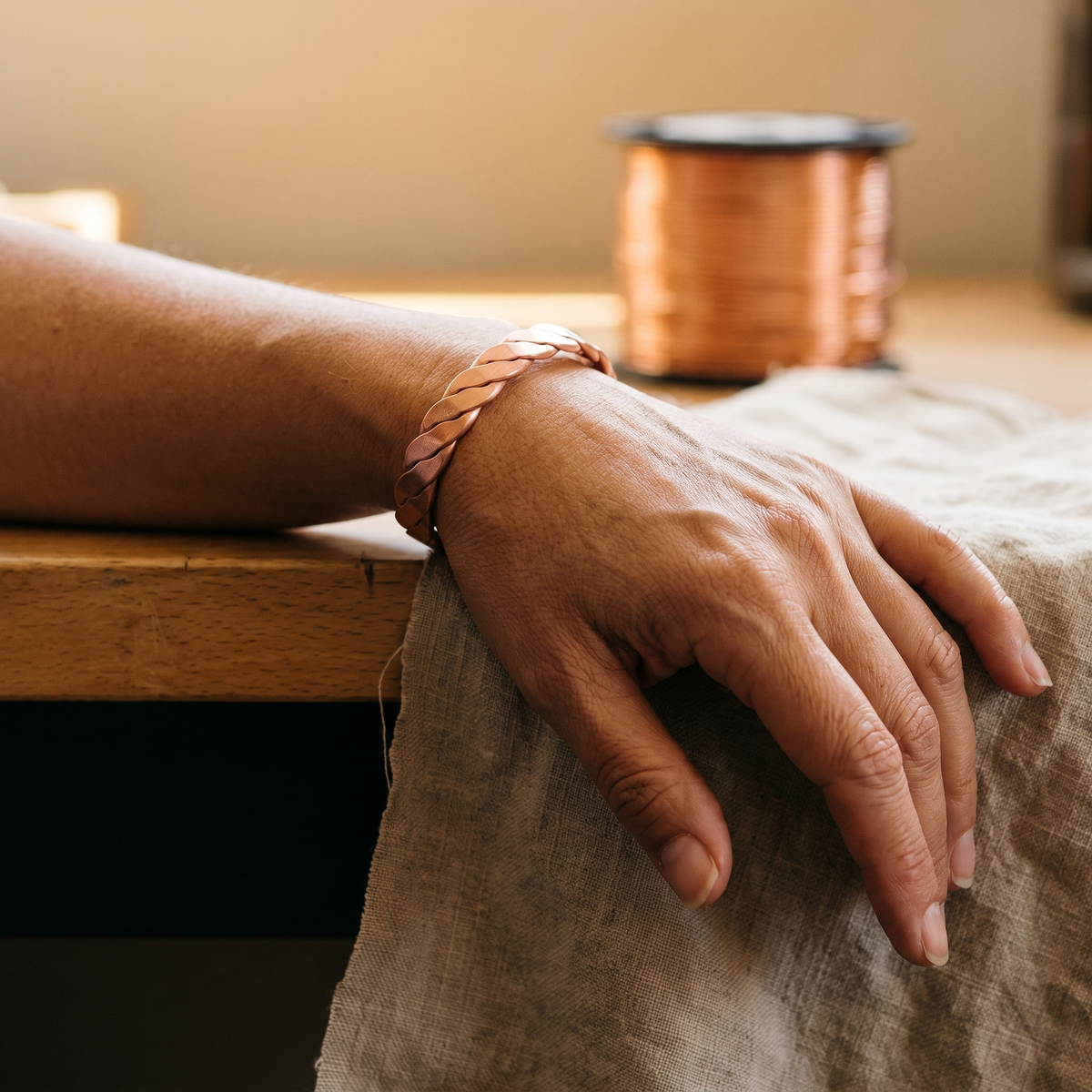 Olivia’s Reed Woven Copper Bracelet