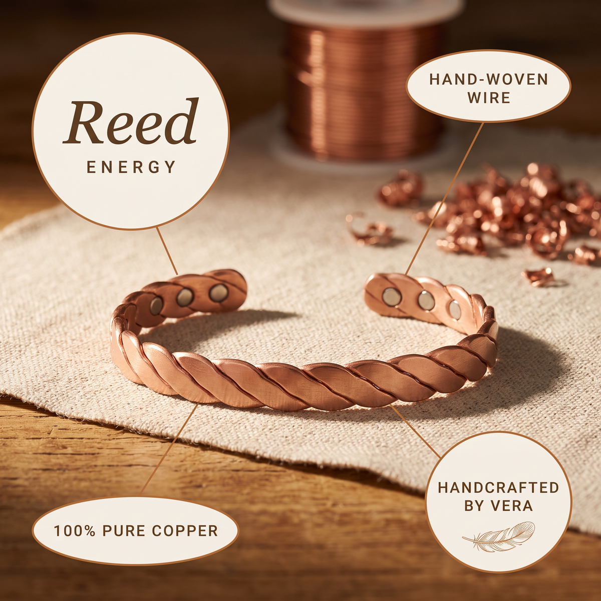 Olivia’s Reed Woven Copper Bracelet