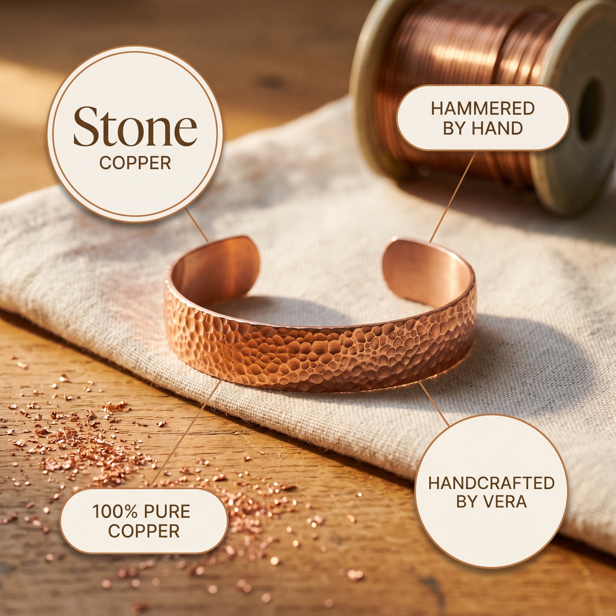 Olivia’s Moon Hammered Copper Bracelet