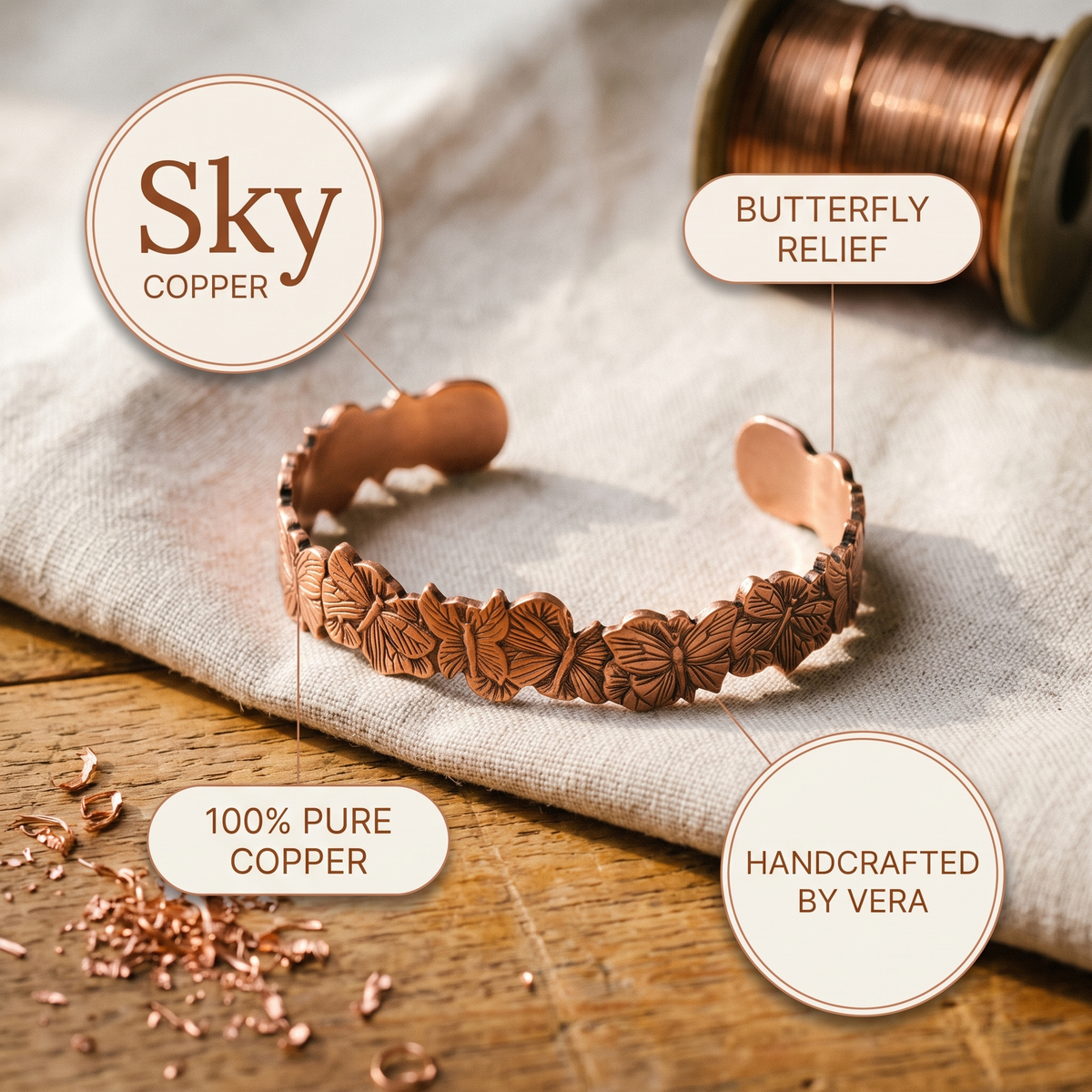 Olivia’s Sky Butterfly Copper Cuff